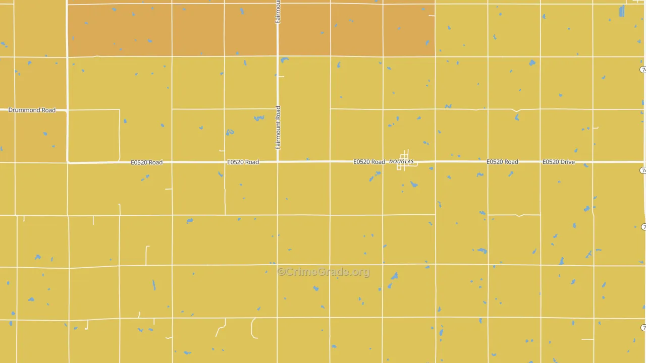 Douglas, OK Map of Robbery Rates