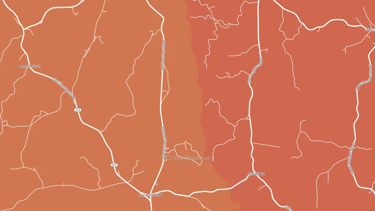 Douglass, SC Map of Robbery Rates