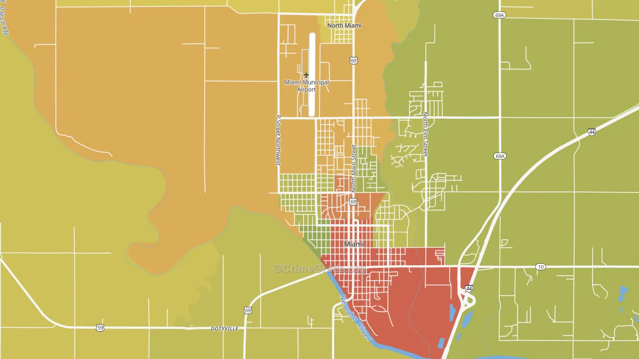 Douthat, OK Map of Robbery Rates