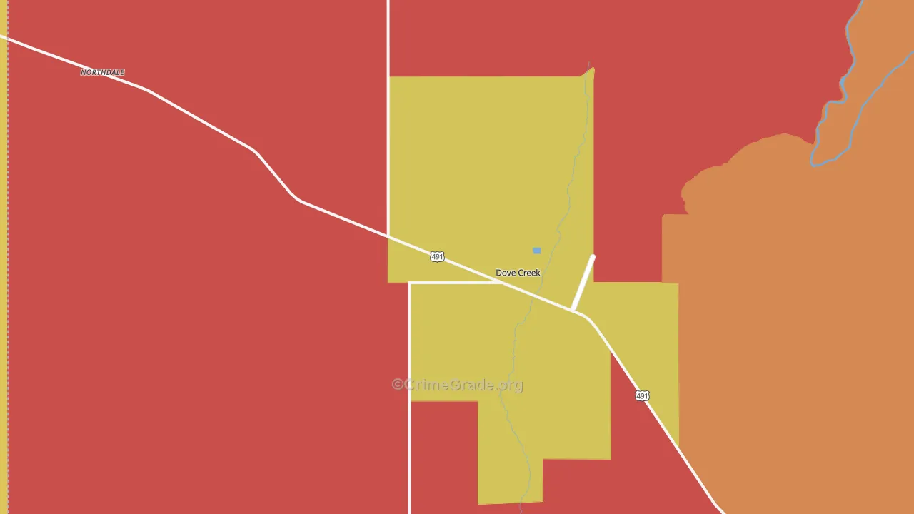 Dove Creek, CO Map of Robbery Rates