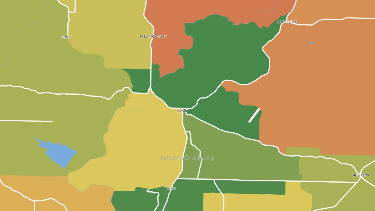 Dover, AR Map of Robbery Rates