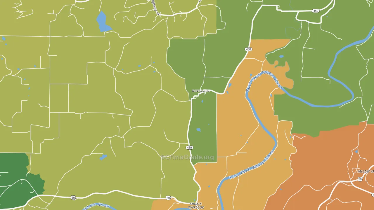 Dover Hill, IN Map of Robbery Rates