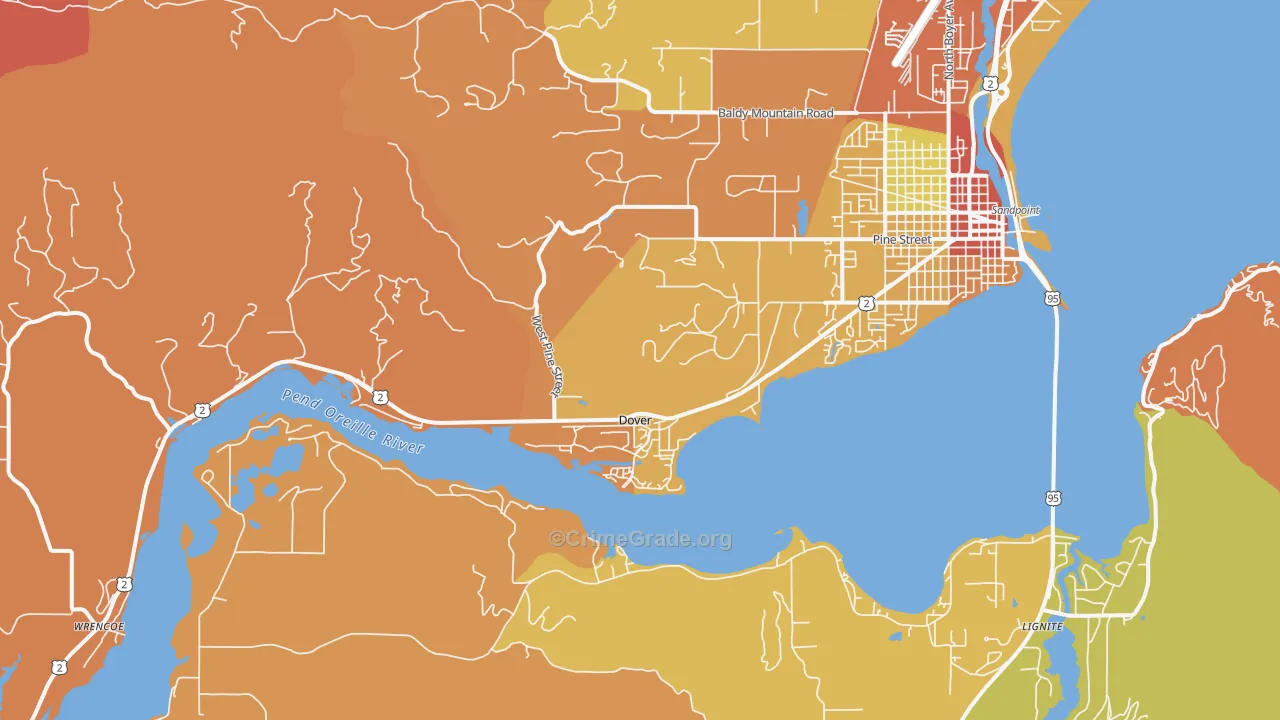 Dover, ID Map of Robbery Rates