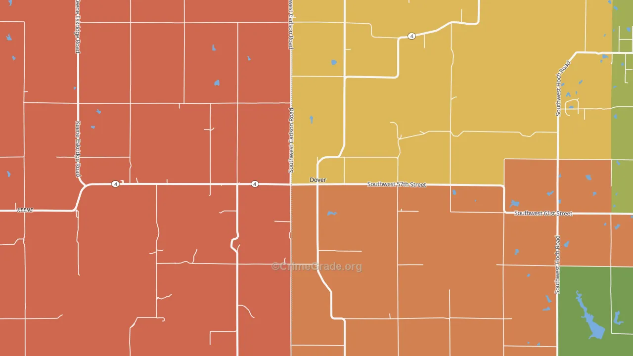 Dover, KS Map of Robbery Rates