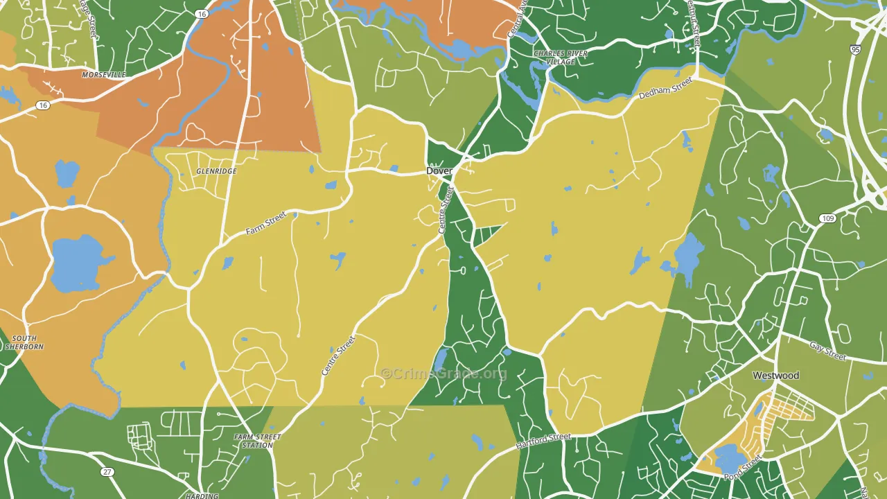 Dover, MA Map of Robbery Rates