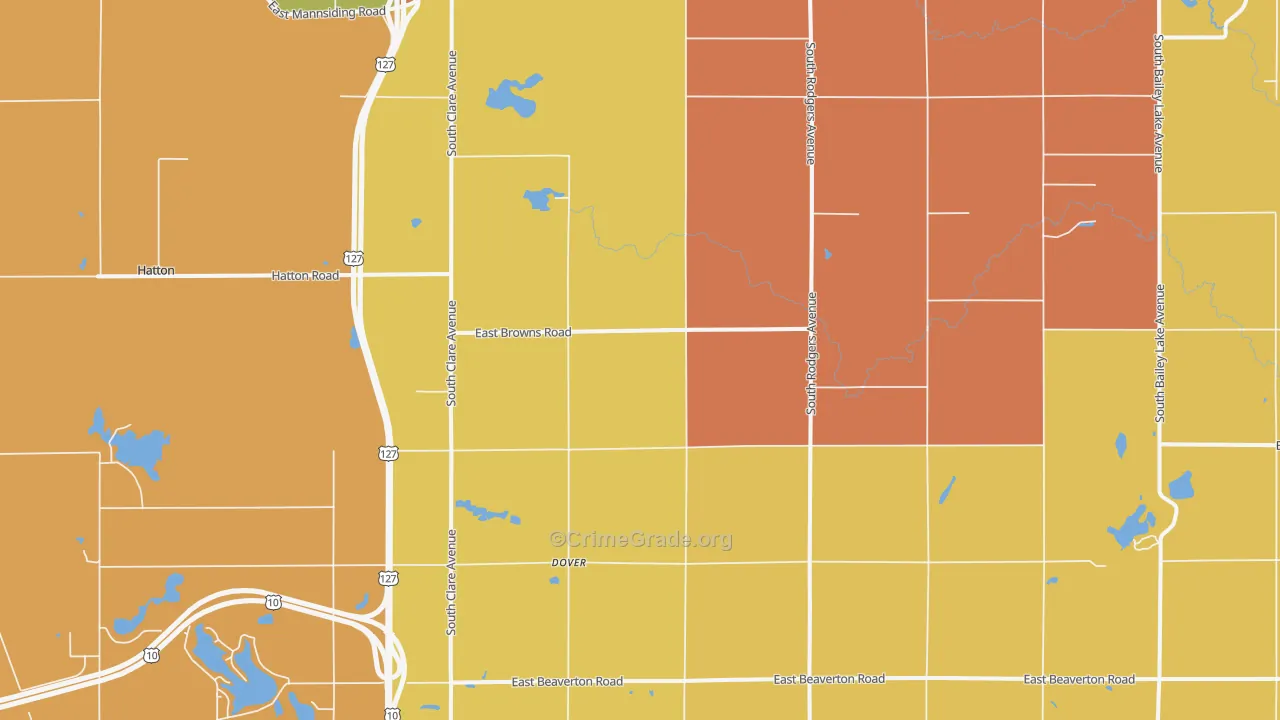 Dover, MI Map of Robbery Rates