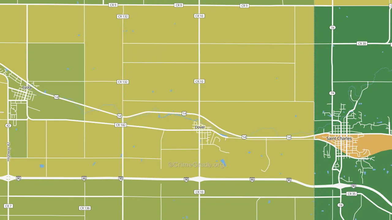 Dover, MN Map of Robbery Rates