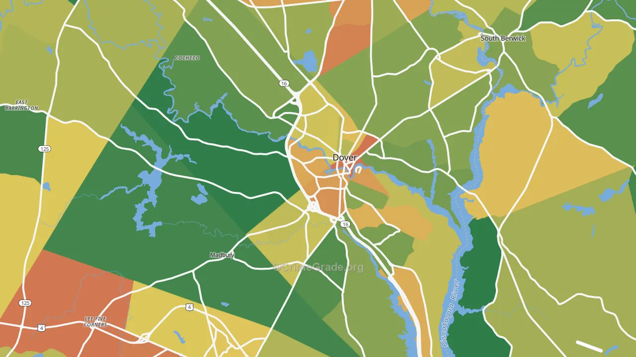 Dover, NH Map of Robbery Rates