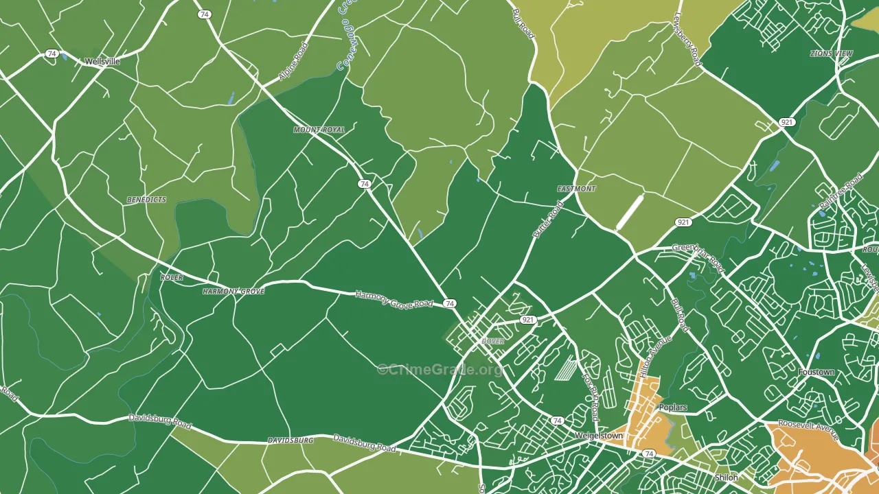 Dover, PA Map of Robbery Rates