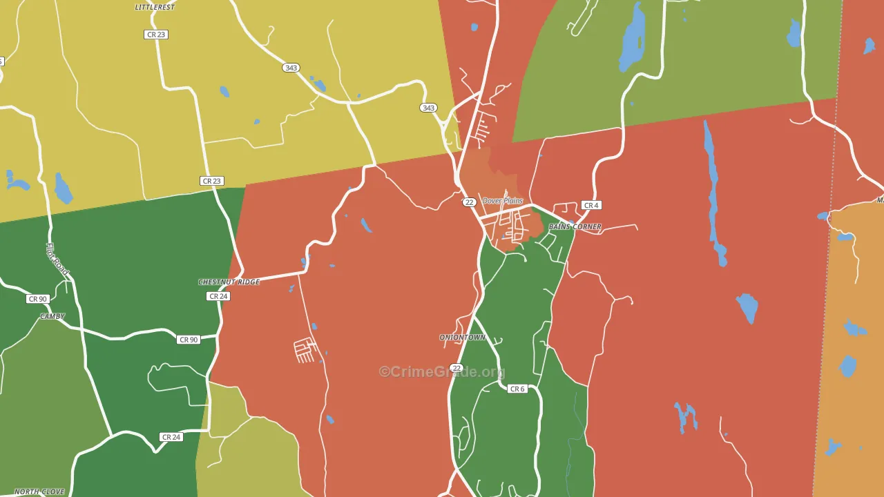 Dover Plains, NY Map of Robbery Rates