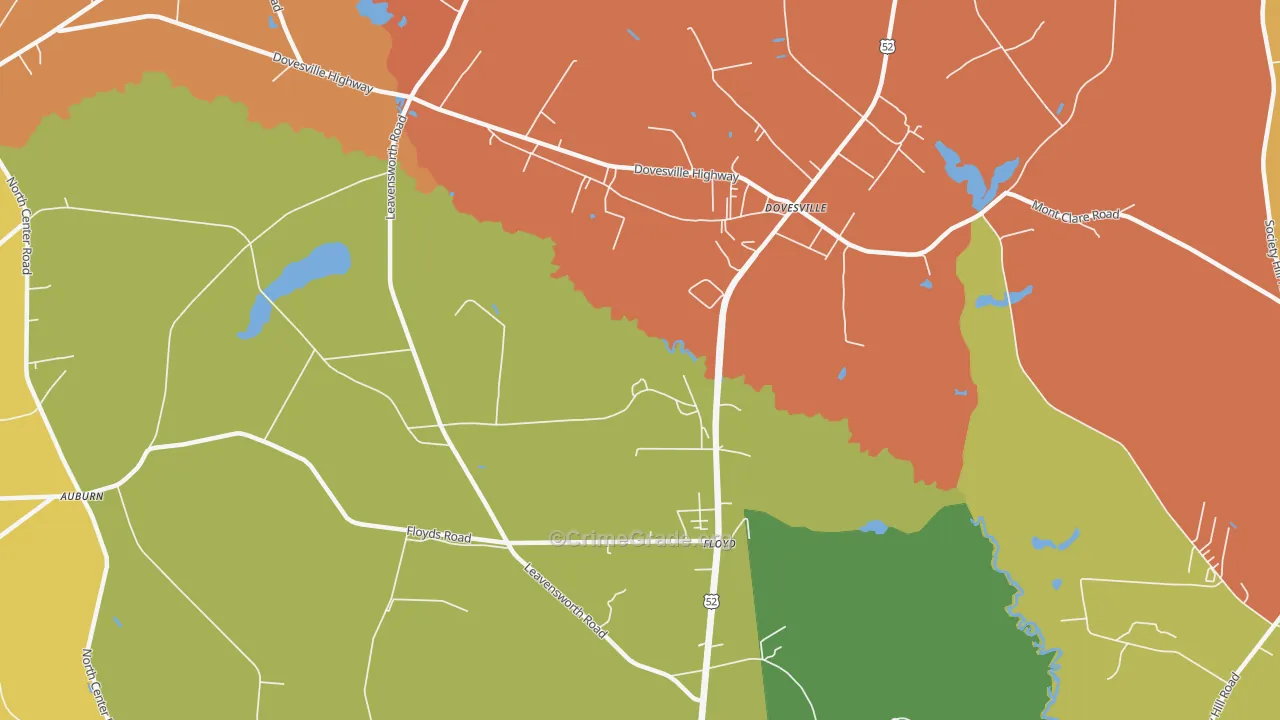 Dovesville, SC Map of Robbery Rates