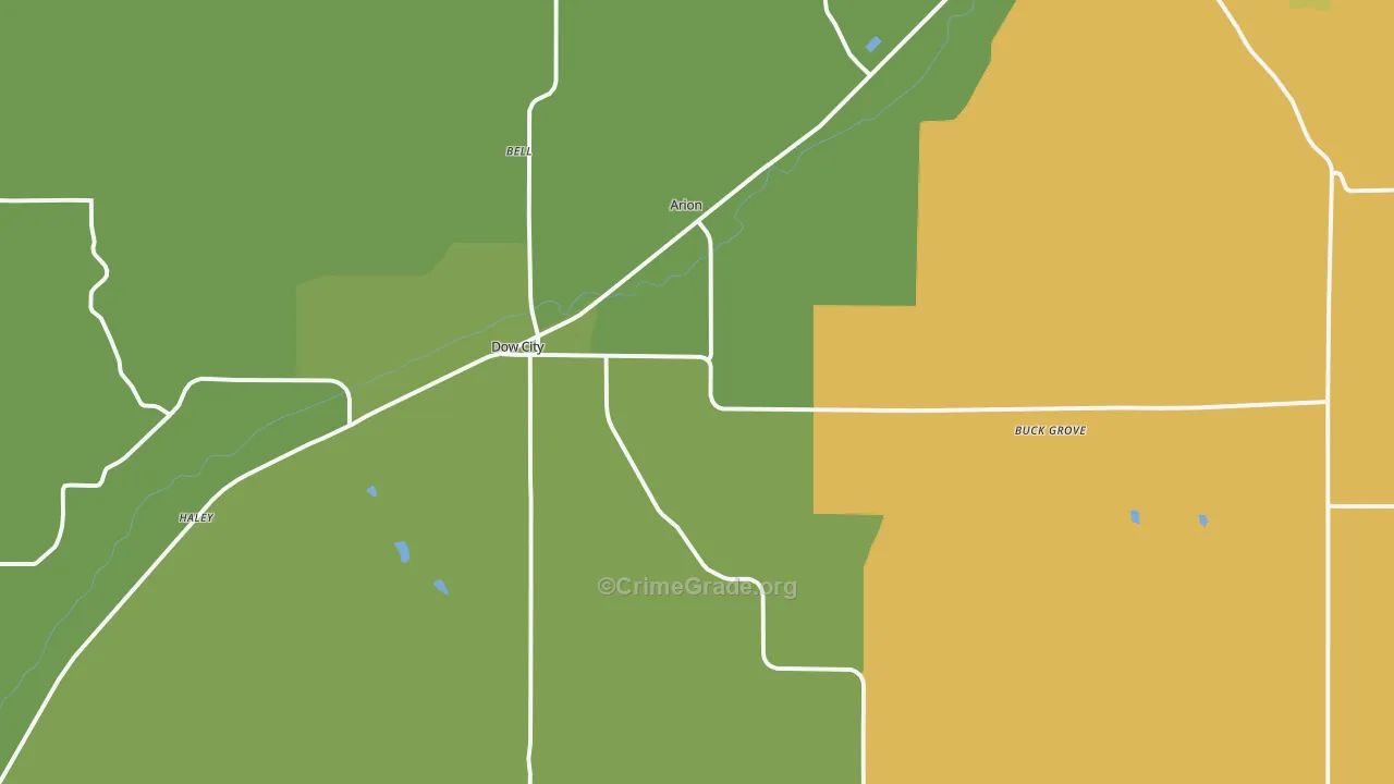 Dow City, IA Map of Robbery Rates