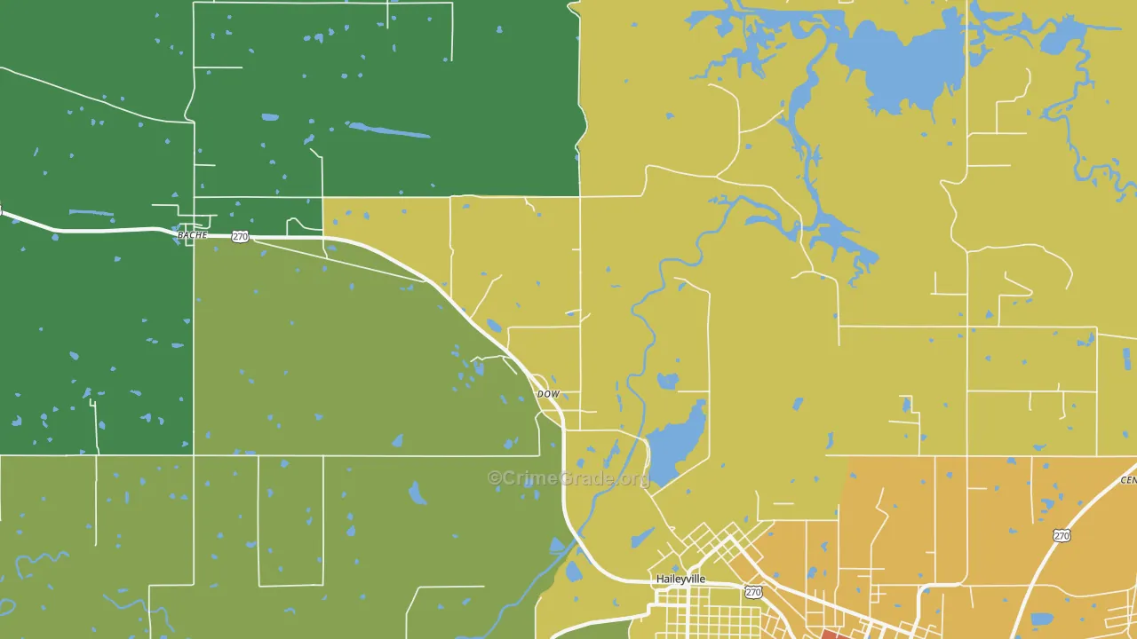 Dow, OK Map of Robbery Rates