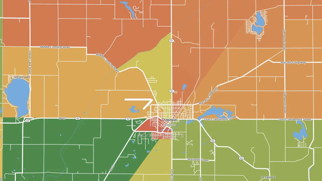 Dowagiac, MI Map of Robbery Rates