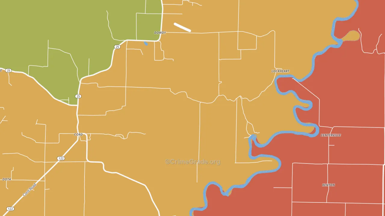 Dowdy, AR Map of Robbery Rates