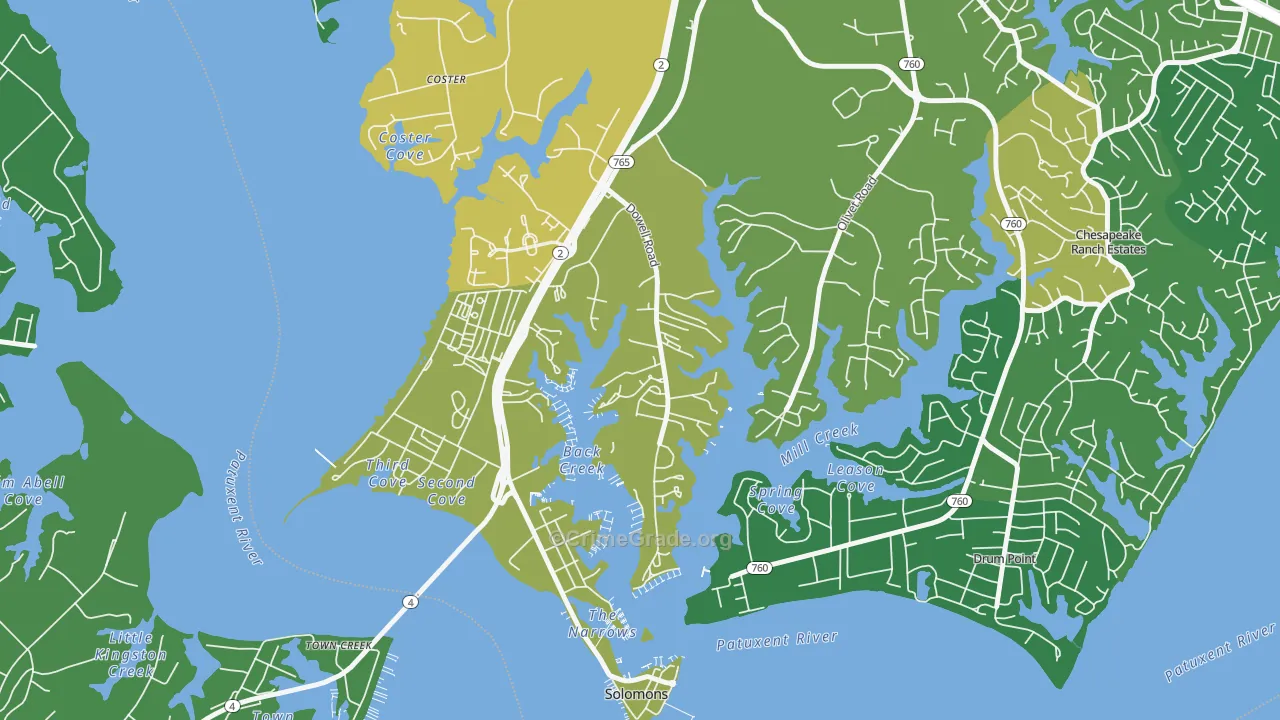 Dowell, MD Map of Robbery Rates
