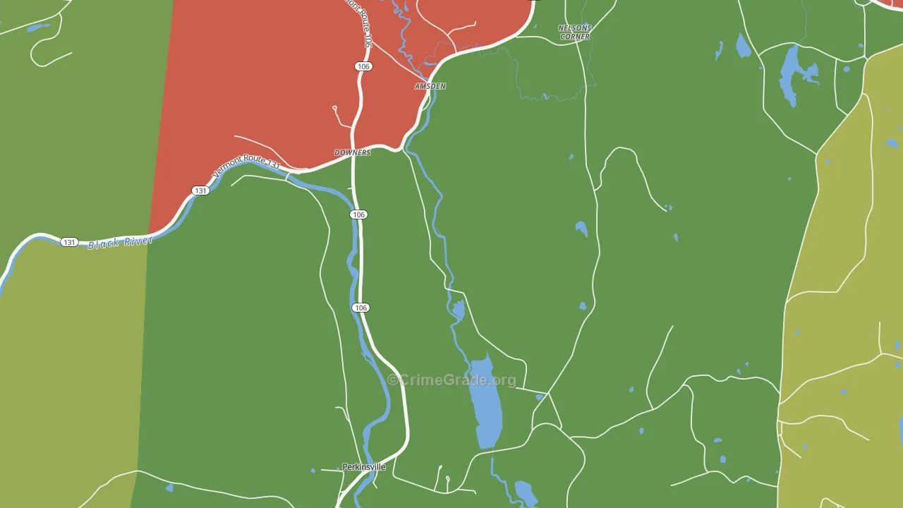 Downers, VT Map of Robbery Rates