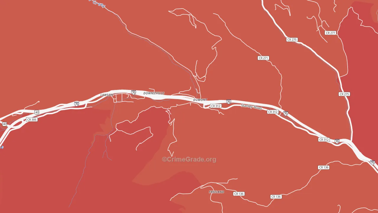 Downieville-Lawson-Dumont, CO Map of Robbery Rates