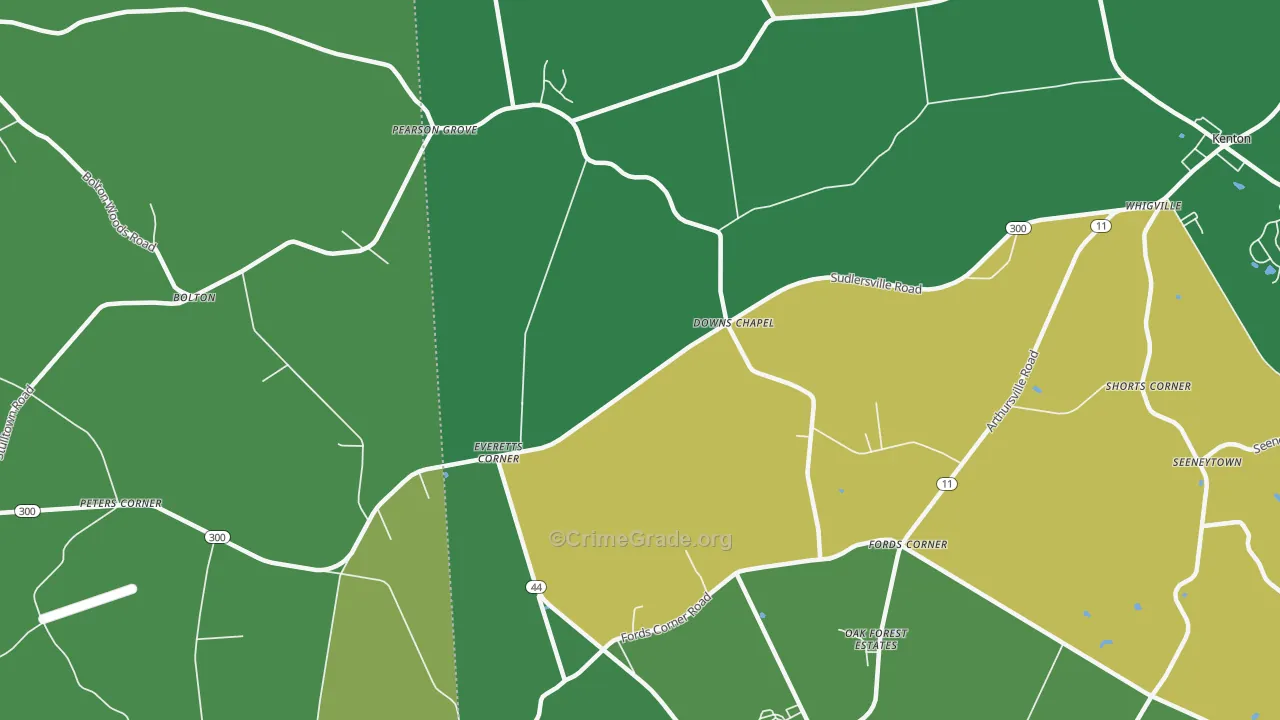 Downs Chapel, DE Map of Robbery Rates