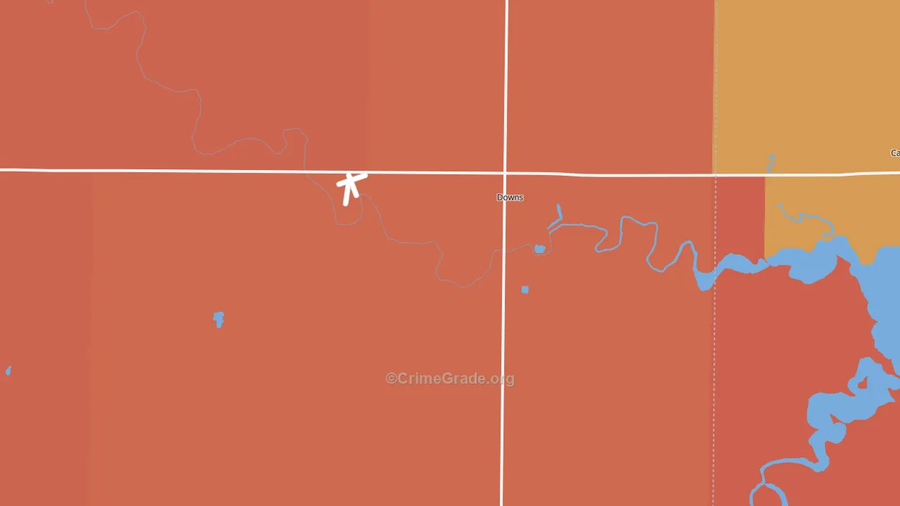 Downs, KS Map of Robbery Rates