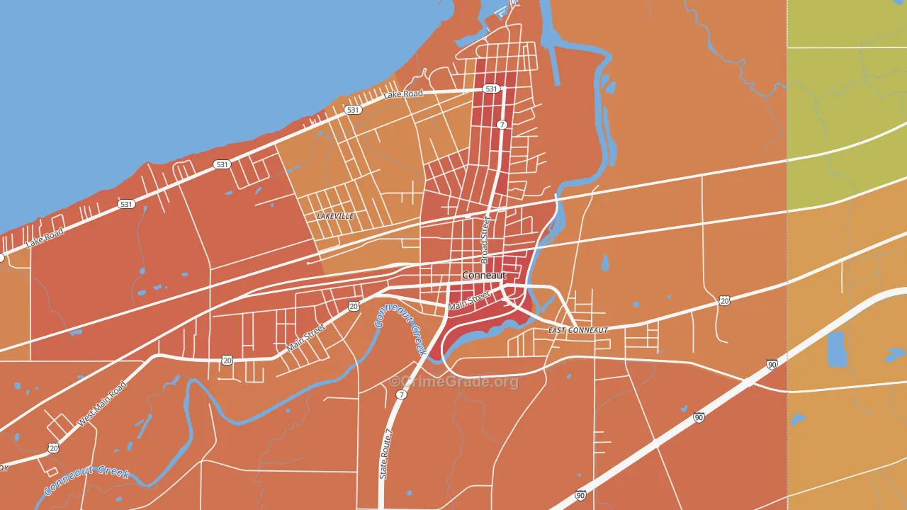Downtown Conneaut, Conneaut, OH Map of Robbery Rates