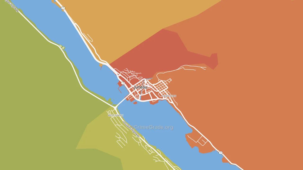 Downtown Juneau, Juneau, AK Map of Robbery Rates