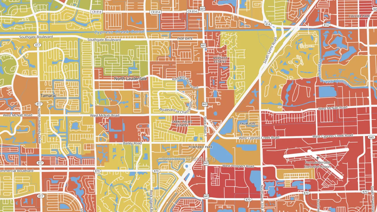Downtown North Lauderdale, North Lauderdale, FL Map of Robbery Rates