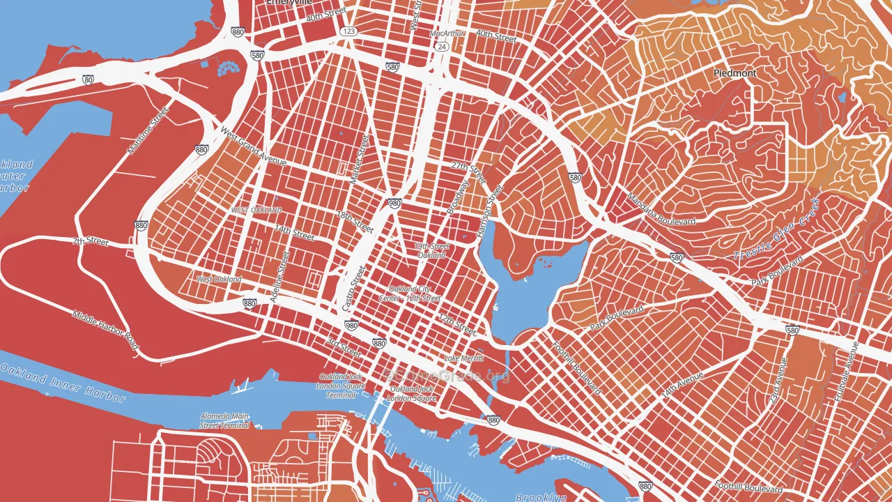 Downtown Oakland, Oakland, CA Map of Robbery Rates