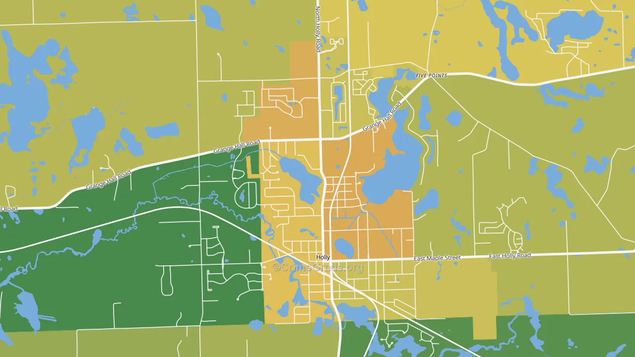 Downtown Village of Holly, Holly, MI Map of Robbery Rates