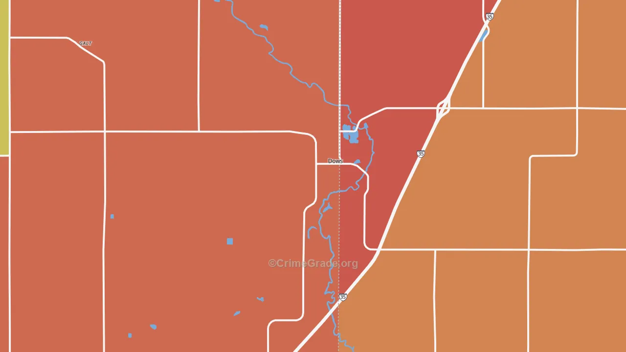 Dows, IA Map of Robbery Rates