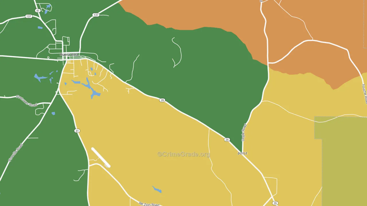 Doyle, GA Map of Robbery Rates