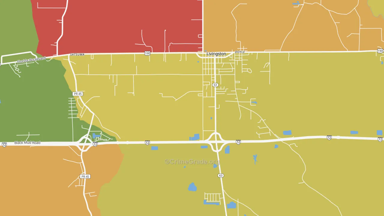 Doyle, LA Map of Robbery Rates