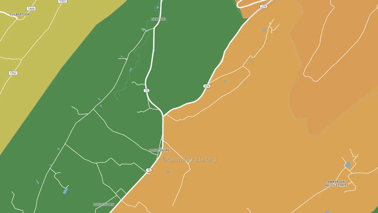 Doylesburg, PA Map of Robbery Rates