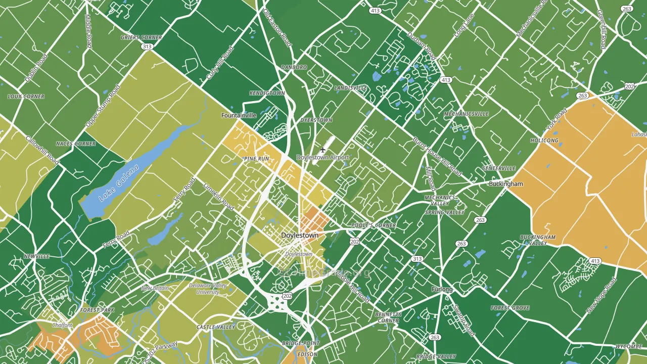 Doylestown, PA Map of Robbery Rates