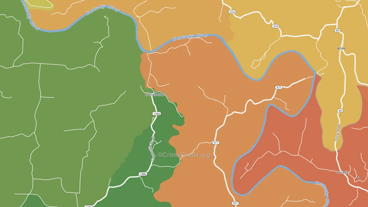 Doylesville, KY Map of Robbery Rates