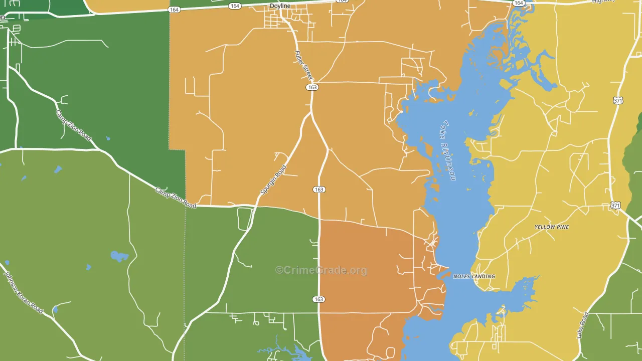 Doyline, LA Map of Robbery Rates