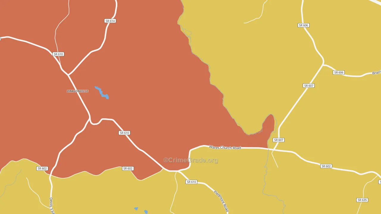 Dragonville, VA Map of Robbery Rates