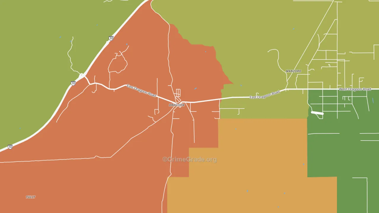 Dragoon, AZ Map of Robbery Rates