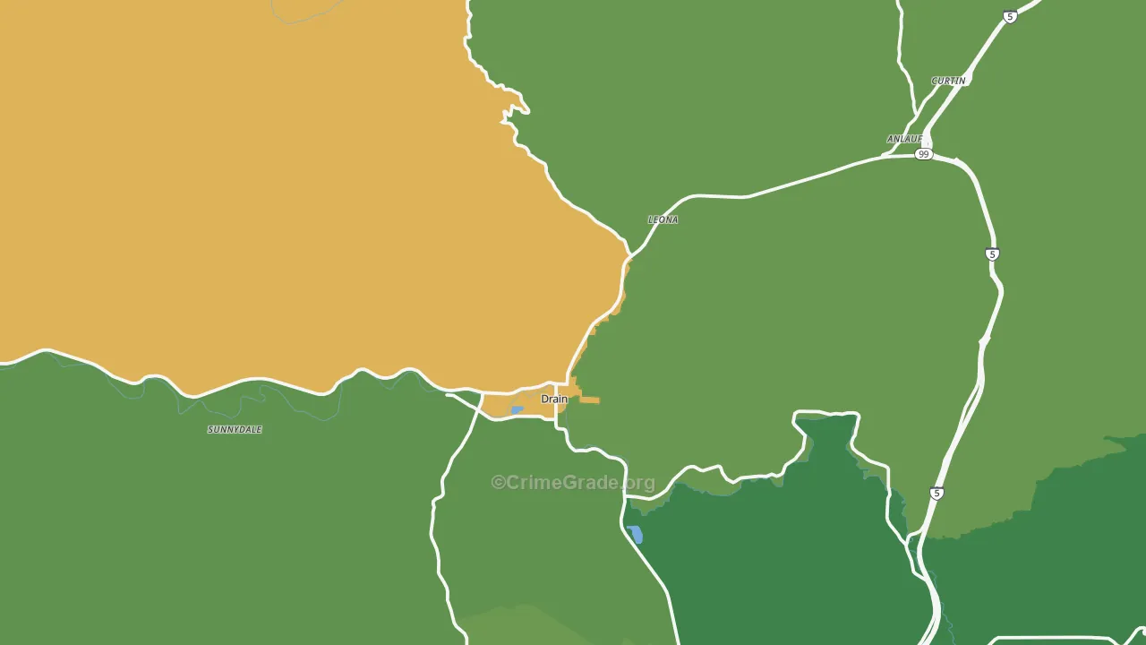Drain, OR Map of Robbery Rates