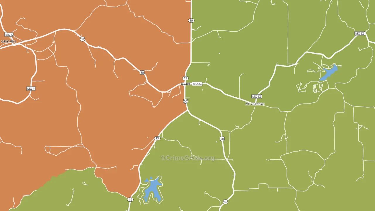 Drake, MO Map of Robbery Rates