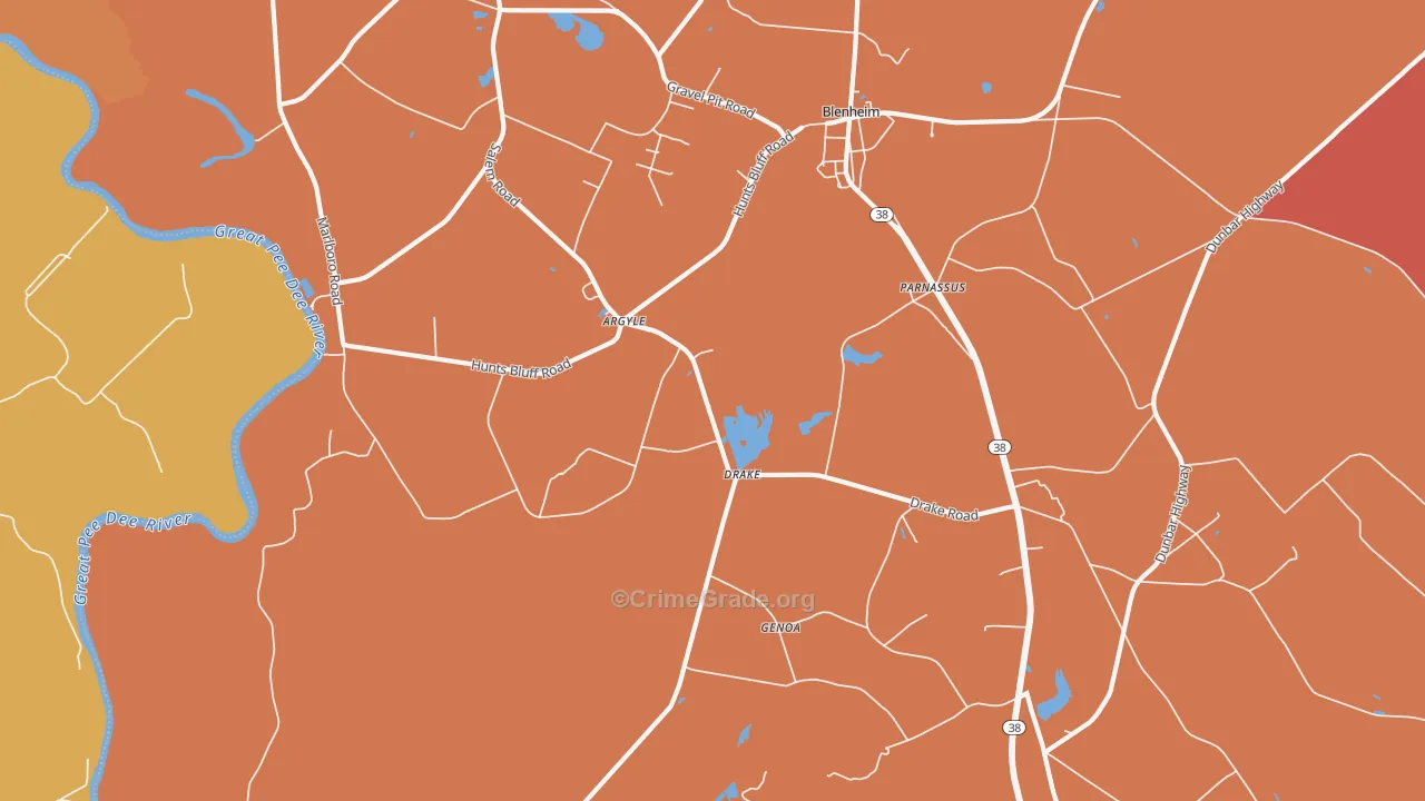 Drake, SC Map of Robbery Rates
