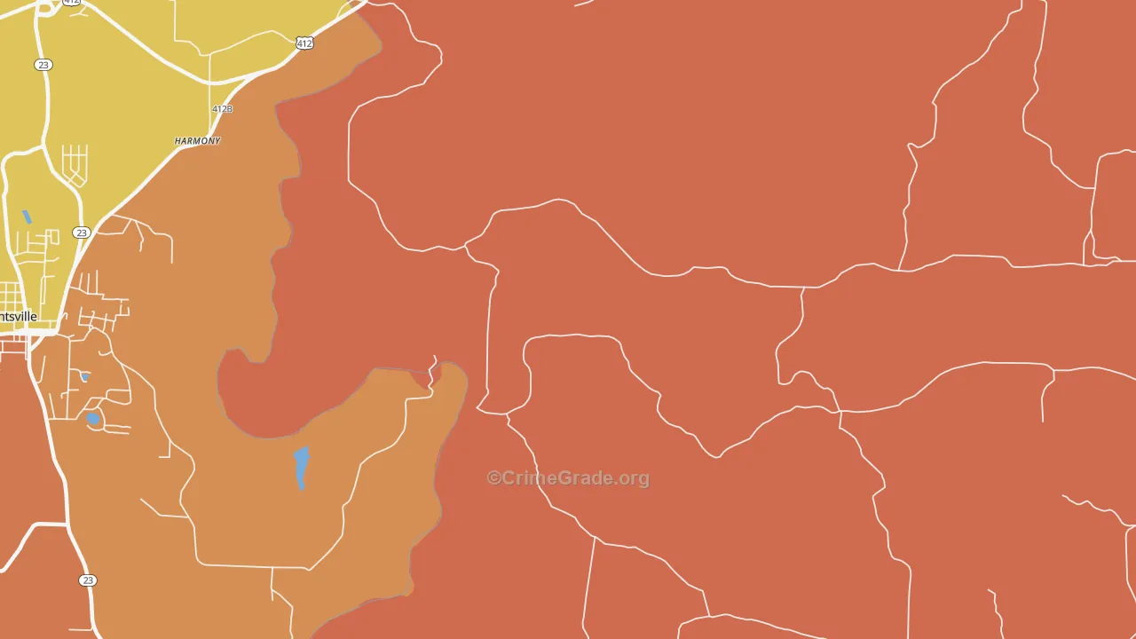 Drakes Creek, AR Map of Robbery Rates