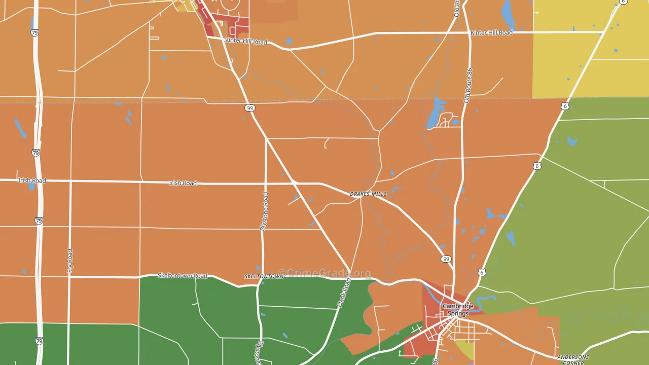 Drakes Mills, PA Map of Robbery Rates