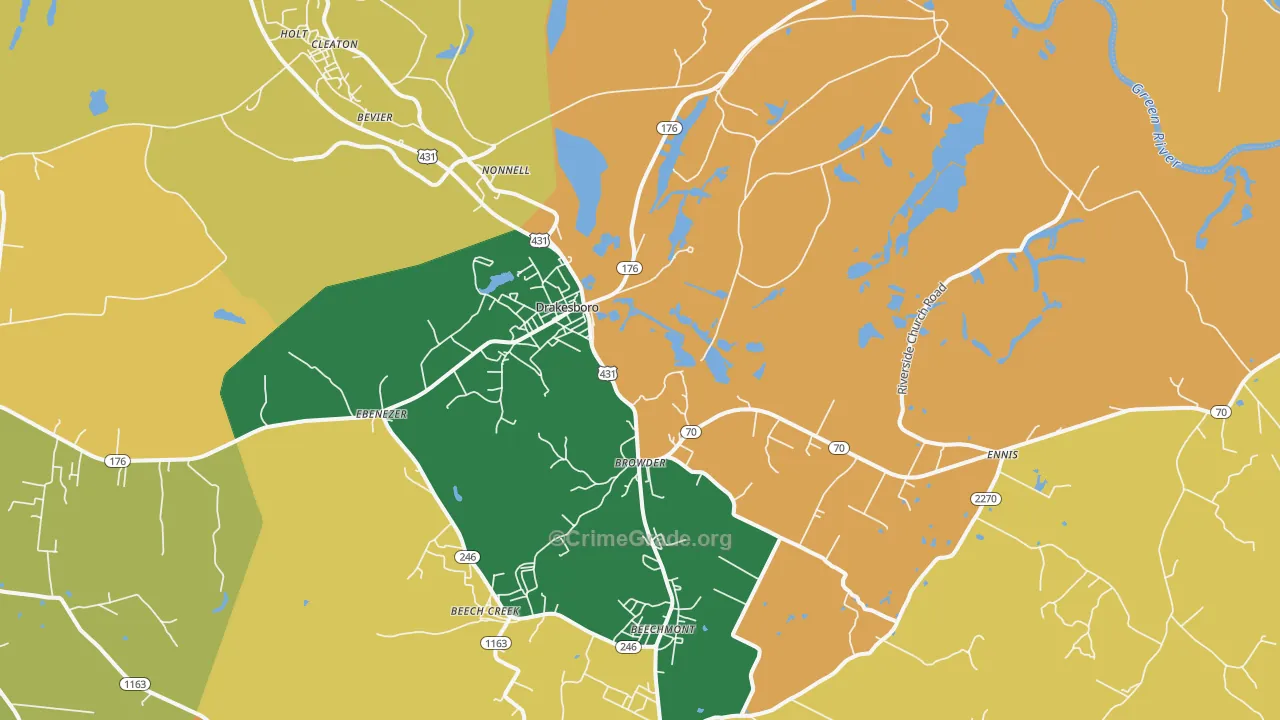 Drakesboro, KY Map of Robbery Rates