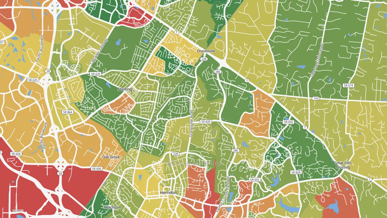Dranesville, VA Map of Robbery Rates