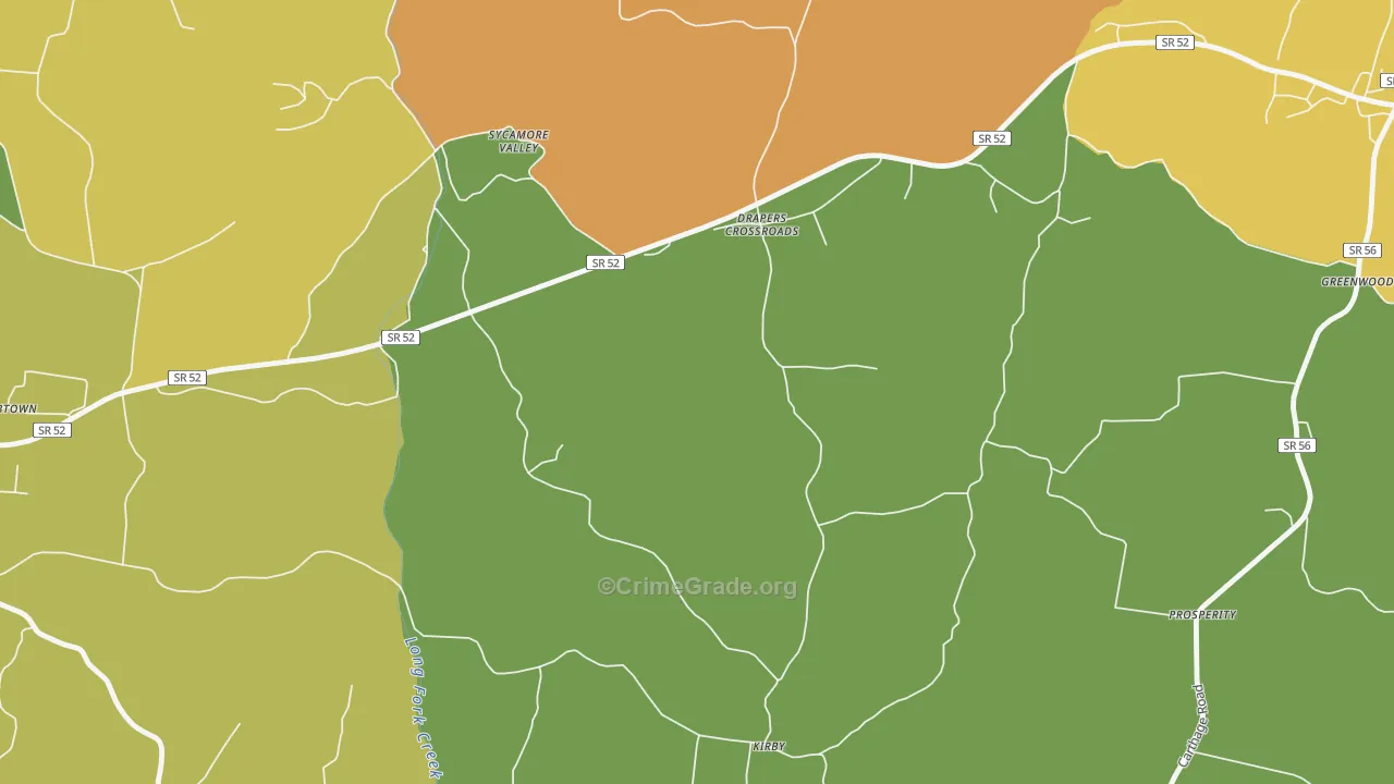 Drapers Crossroads, TN Map of Robbery Rates