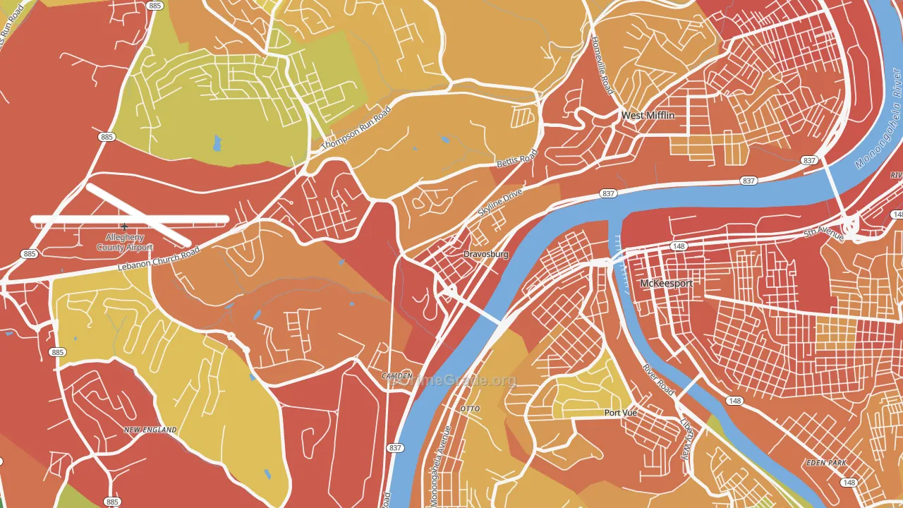 Dravosburg, PA Map of Robbery Rates