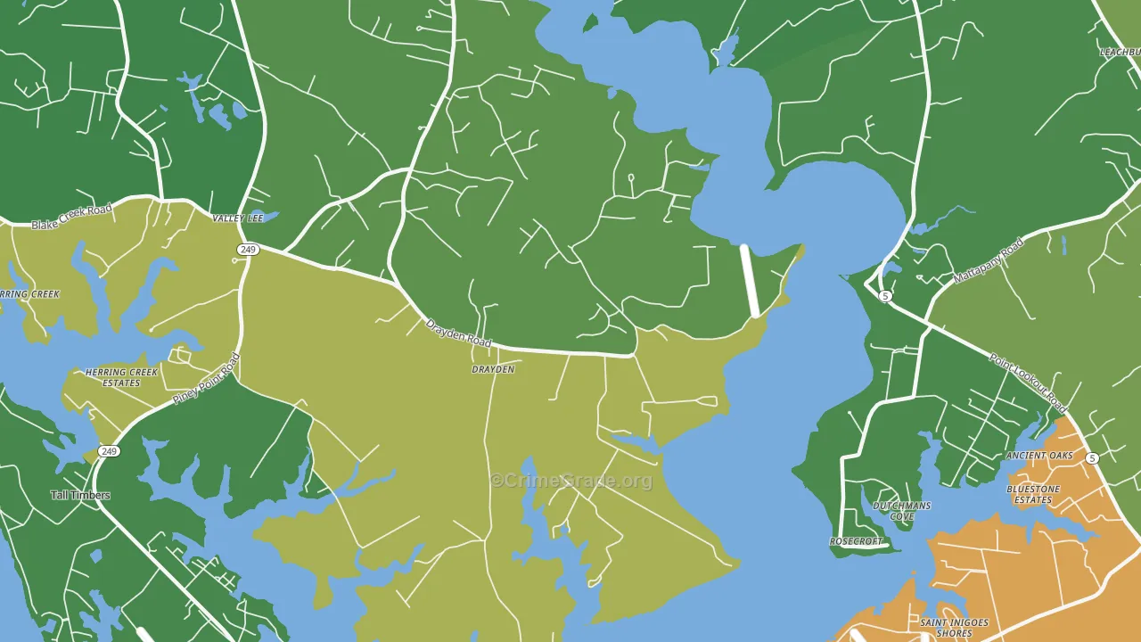 Drayden, MD Map of Robbery Rates