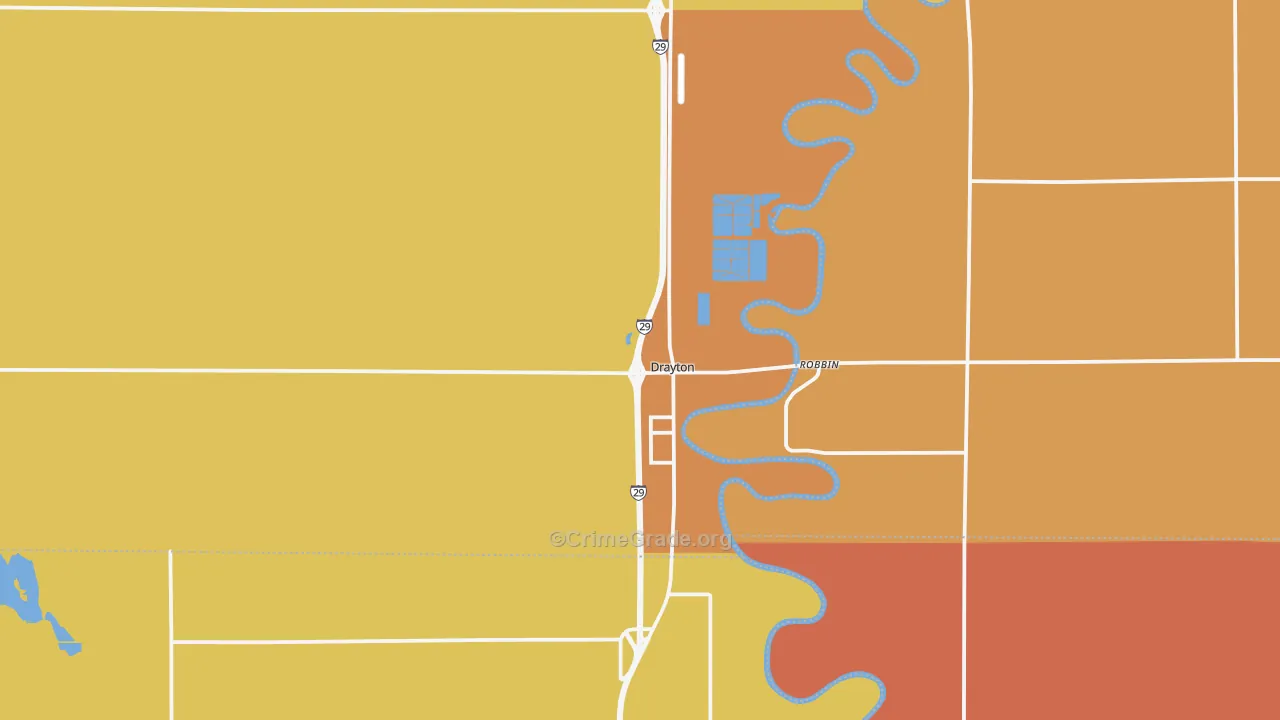 Drayton, ND Map of Robbery Rates