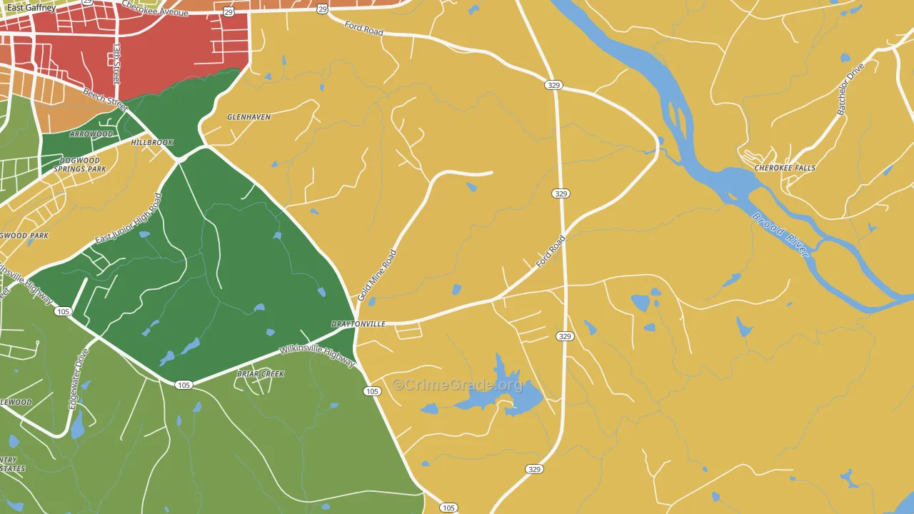 Draytonville, SC Map of Robbery Rates